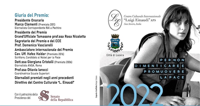 XXI Premio Nazionale “Maria Grazia Cutuli”, il 18 settembre a Lucera